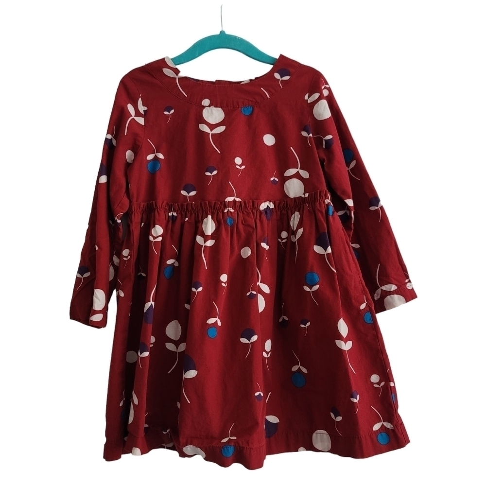 Hanna Andersson Girls 4‎ Maroon Long Sleeve Cotton Dress
